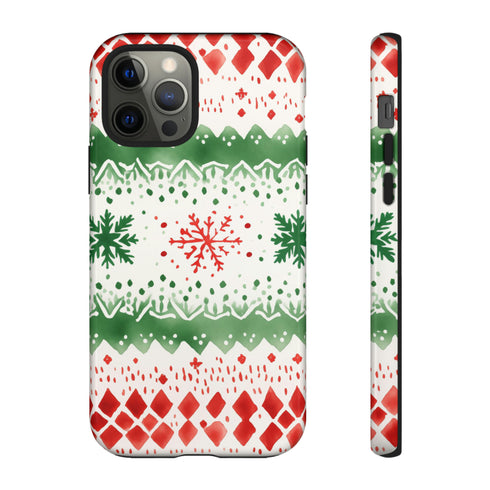 Watercolor Christmas Knitting - Impact Resistant Phone Case iPhone 12 Pro Glossy